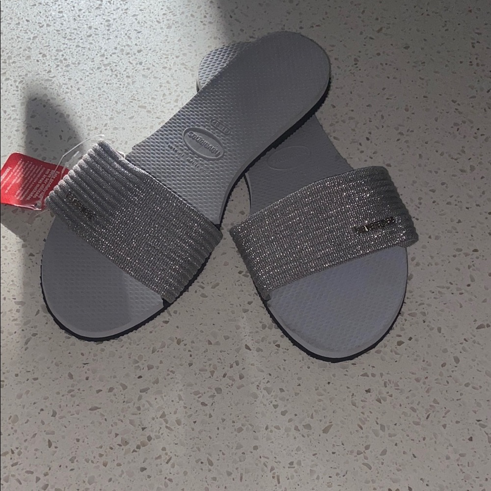 Havaianas Silver Slide Sandals